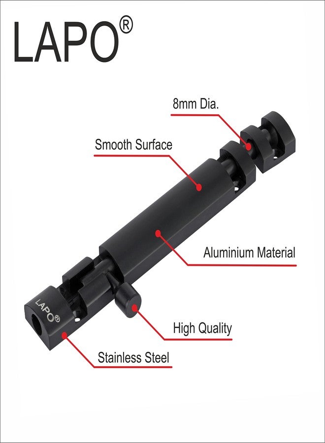 LAPO 4 Pack Premium Aluminum Tower Bolt 6 Inch, Tower Bolt for Main Door and Bathroom, Kundi Door Latch for Bedroom, Chitakni, Tower Bolt for Home,Offices Doors,Windows (Black Finish, Pack of 4) - Image 4